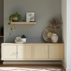 2 Étagères modulables 2 cubes avec 4 portes GoodHome Mixxit effet chêne