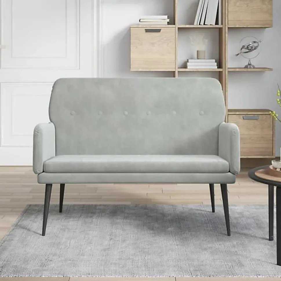 351414 vidaXL Banc Gris clair 108x79x79 cm Velours