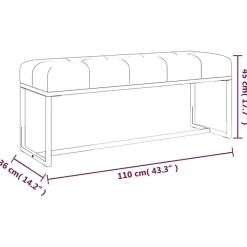 350603 vidaXL Banc Gris 110x36x45 cm Velours