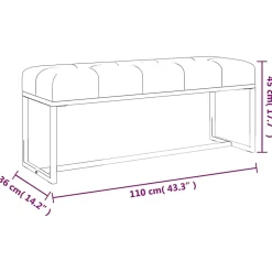 350603 vidaXL Banc Gris 110x36x45 cm Velours