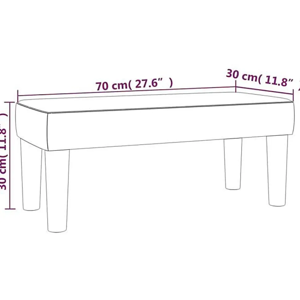 346626 vidaXL Banc Noir 70x30x30 cm Tissu