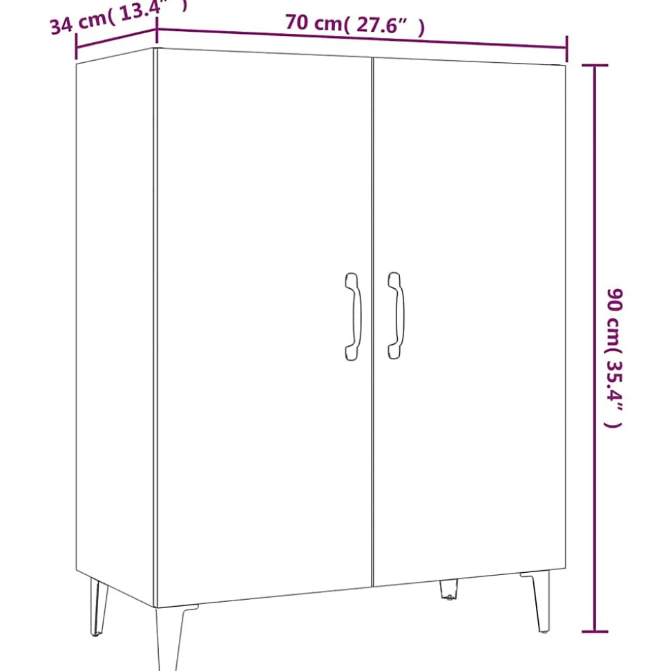 812105 vidaXL Buffet Blanc 70x34x90 cm Bois d'ingénierie