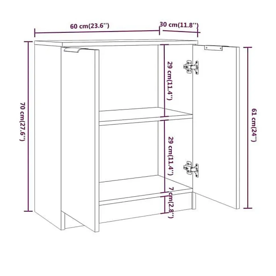 811061 vidaXL Buffet Blanc 60x30x70 cm Bois d'ingénierie