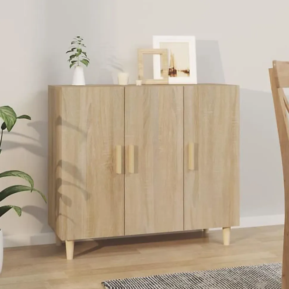 812495 vidaXL Buffet Chêne sonoma 90x34x80 cm Bois d'ingénierie