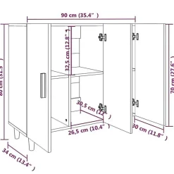 812495 vidaXL Buffet Chêne sonoma 90x34x80 cm Bois d'ingénierie