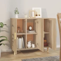 812495 vidaXL Buffet Chêne sonoma 90x34x80 cm Bois d'ingénierie