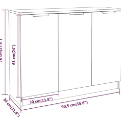 811190 vidaXL Buffet Chêne sonoma 90,5x30x70 cm Bois d'ingénierie