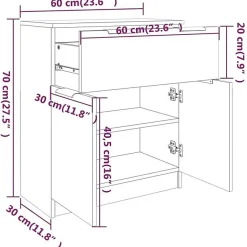 811091 vidaXL Buffet Chêne sonoma 60x30x70 cm Bois d'ingénierie