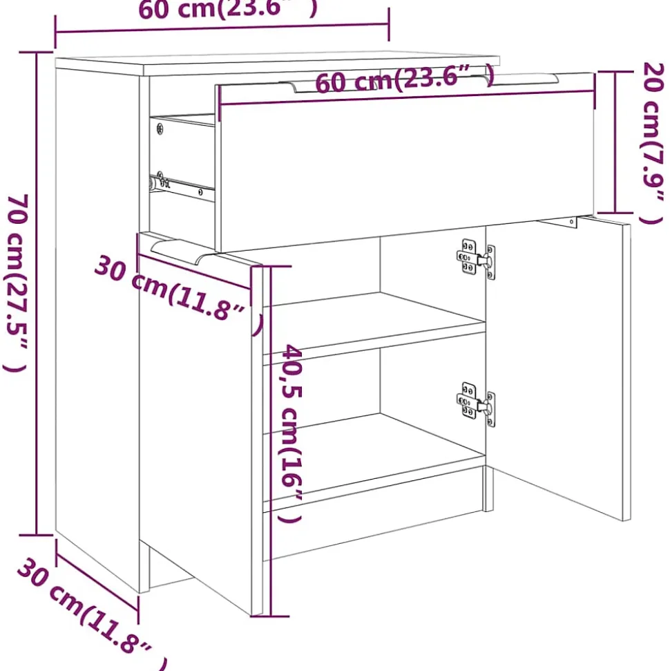 811091 vidaXL Buffet Chêne sonoma 60x30x70 cm Bois d'ingénierie