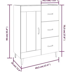 812234 vidaXL Buffet Chêne sonoma 69,5x34x90 cm Bois d'ingénierie