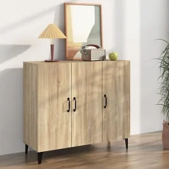 812504 vidaXL Buffet Chêne sonoma 90x34x80 cm Bois d'ingénierie