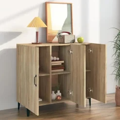 812504 vidaXL Buffet Chêne sonoma 90x34x80 cm Bois d'ingénierie