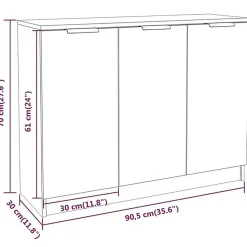811191 vidaXL Buffet Gris béton 90,5x30x70 cm Bois d'ingénierie