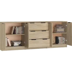 3115782 vidaXL Buffets 3 pcs Chêne sonoma Bois d'ingénierie