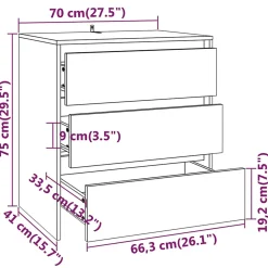 3098067 vidaXL Buffets 3 pcs Chêne sonoma Bois d'ingénierie