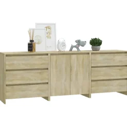 3098067 vidaXL Buffets 3 pcs Chêne sonoma Bois d'ingénierie
