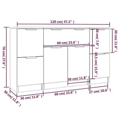 3115834 vidaXL Buffets 3 pcs Sonoma gris Bois d'ingénierie