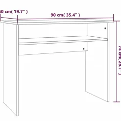 815462 vidaXL Bureau Chêne fumé 90x50x74 cm Bois d'ingénierie