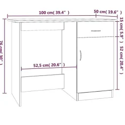 815422 vidaXL Bureau Chêne marron 100x50x76 cm Bois d'ingénierie