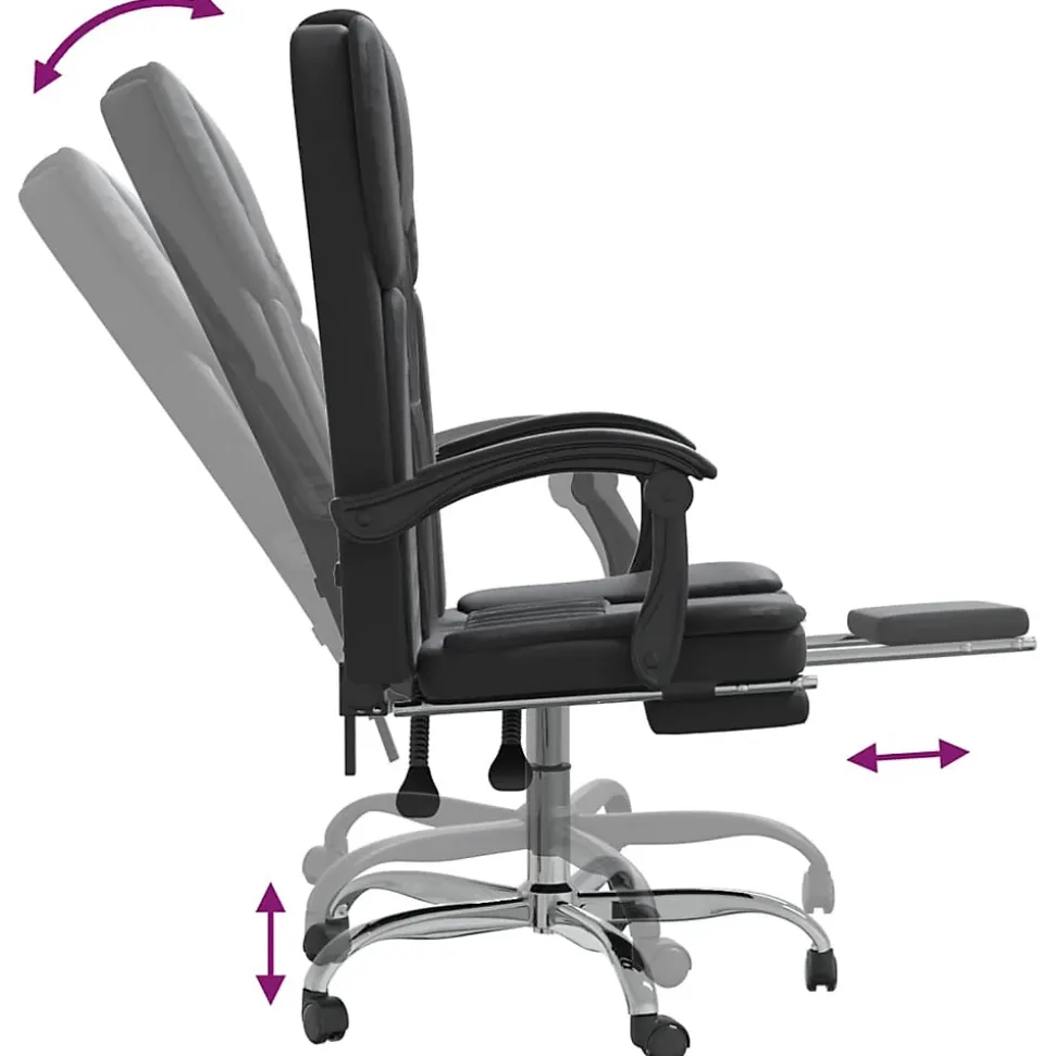 349619 vidaXL Fauteuil inclinable de bureau Noir Similicuir
