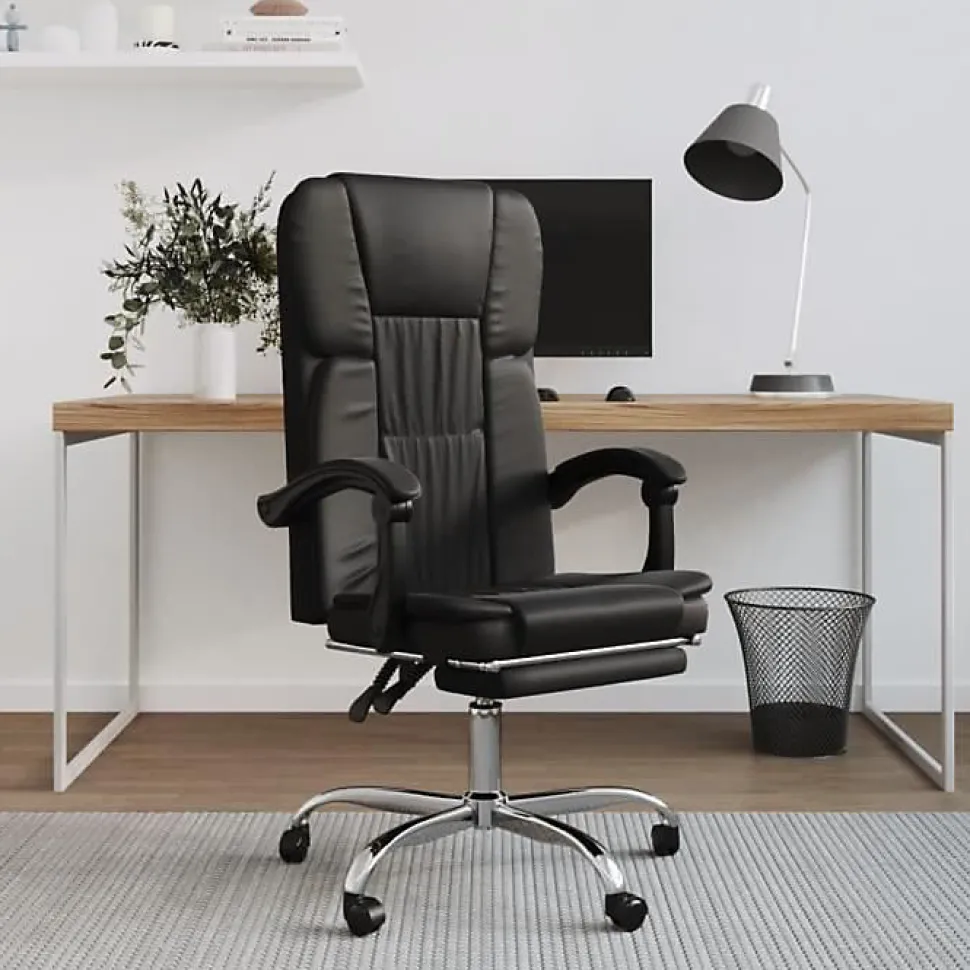 349619 vidaXL Fauteuil inclinable de bureau Noir Similicuir