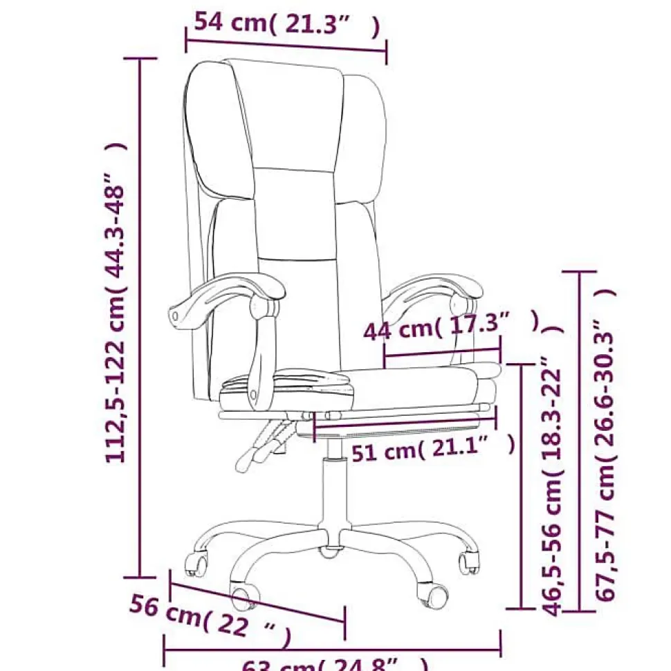 349619 vidaXL Fauteuil inclinable de bureau Noir Similicuir