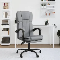 349617 vidaXL Fauteuil inclinable de bureau Gris clair Tissu