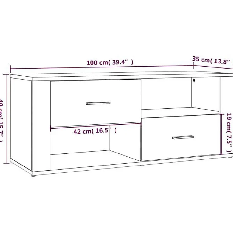823099 vidaXL Meuble TV Blanc 100x35x40 cm Bois d'ingénierie