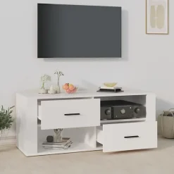 823099 vidaXL Meuble TV Blanc 100x35x40 cm Bois d'ingénierie