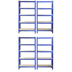 4 x Monster Racking T-Rax Rayonnage Étagère Robuste, Bleu, 75cm L, 30cm P