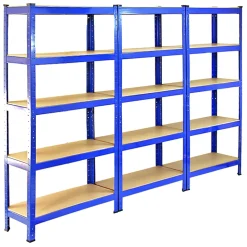 6 x Monster Racking T-Rax Rayonnage Étagère Robuste, Bleu, 75cm L, 30cm P