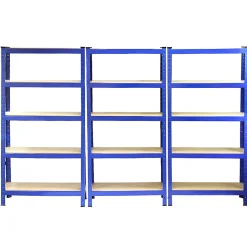 6 x Monster Racking T-Rax Rayonnage Étagère Robuste, Bleu, 75cm L, 30cm P
