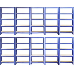 10 x Monster Racking T-Rax Rayonnage Étagère Robuste, Bleu, 75cm L, 30cm P