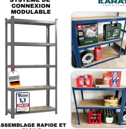 2 X Rayonnages pour charges lourdes, 180 x 90 x 40 cm, Gris, Capacité de charge max :  875 kg