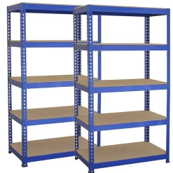 2 x Rayonnages T-Rax Bleu en Métal 75 x 150 x 30 cm
