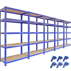 5 x Rayonnages T-Rax 90cm Bleus & Connecteurs de Baies