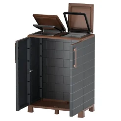Abri Poubelles 2 Sacs Anthracite - Armoire Cache Poubelle de Tri Sélectif 68 x 37 x 90 cm Terrasse, Restaurant Art Plast