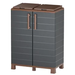Abri Poubelles 2 Sacs Anthracite - Armoire Cache Poubelle de Tri Sélectif 68 x 37 x 90 cm Terrasse, Restaurant Art Plast