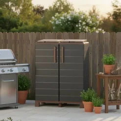 Abri Poubelles 2 Sacs Anthracite - Armoire Cache Poubelle de Tri Sélectif 68 x 37 x 90 cm Terrasse, Restaurant Art Plast