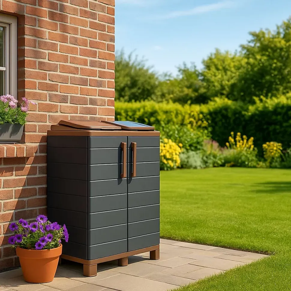 Abri Poubelles 2 Sacs Anthracite - Armoire Cache Poubelle de Tri Sélectif 68 x 37 x 90 cm Terrasse, Restaurant Art Plast