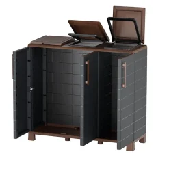 Abri Poubelles 3 Sacs Anthracite - Armoire Cache Poubelle de Tri Sélectif 102 x 37 x 90 cm Terrasse, Restaurant Art Plast