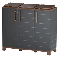 Abri Poubelles 3 Sacs Anthracite - Armoire Cache Poubelle de Tri Sélectif 102 x 37 x 90 cm Terrasse, Restaurant Art Plast