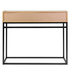 ABRIL - Console 2 Tiroirs Aspect Bois et Pieds Métal