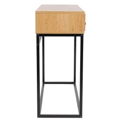 ABRIL - Console 2 Tiroirs Aspect Bois et Pieds Métal