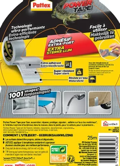 Adhésif de réparation Pattex Power tape gris 25m