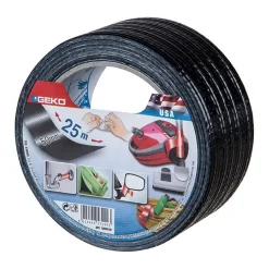 Adhésif toile - GEKO - 50 mm x 25 m - Noir - Multi-usages - Brillant