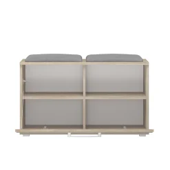 ALMORA - Meuble à chaussures - 4 niches + 2 coussins - 85x45x35 cm - Banc à chaussures - Chêne Sonoma
