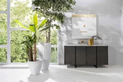 Alpha Buffet 4 portes (160x40xH 85 cm) en céramique gris foncé