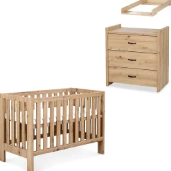 AMELIA II Ensemble bébé commode à langer et lit évolutif 120x60 Chêne sans tiroir