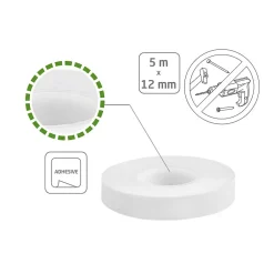 AMIG - Ruban adhésif à deux côtés 512 - 5 m x 12 mm - Blanc